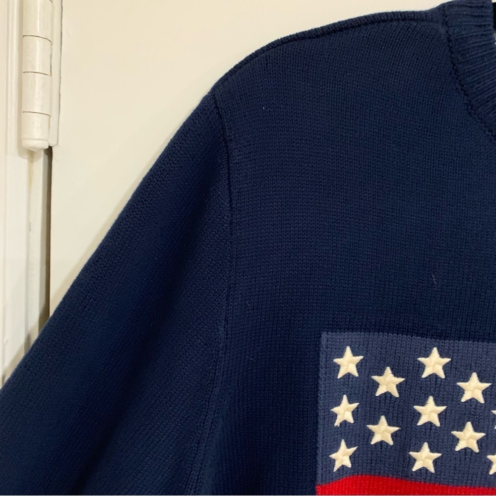 CHAPS Mens American Flag Navy Blue Sweater Patriotic Americana Size Medium - Picture 3 of 9